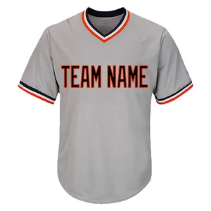 Camiseta de béisbol de alta calidad OEM con cuello en V, camiseta de béisbol en blanco lisa en color negro, nuevo estilo, camiseta de béisbol con cuello en V para hombre, ODM - Product Image 2