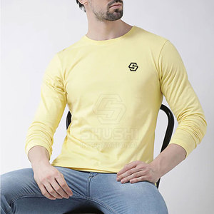 Camisetas de manga larga de algodón de Spandex de alta calidad, respetuosas con el medio ambiente, transpirables, 350g, peso pesado, informal, holgado - Product Image 3