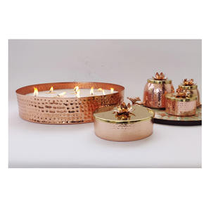 Metal Iron Hammered Design With <b>Lid</b> Wax Candle Holder Votive Candle Jar Gold Finished Candle Container Jar for Table <b>Decorations</b> - Product Image 5