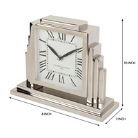 Jam meja dekoratif bergaya Vintage, bahan Aluminium gerakan Quartz pola abstrak untuk dekorasi rumah