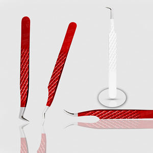 Pinzas de Color rojo de agarre fuerte, herramientas de injerto de pestañas duraderas hechas a mano, Punta puntiaguda, tamaño de 12cm para pinzas de pestañas - Product Image 1