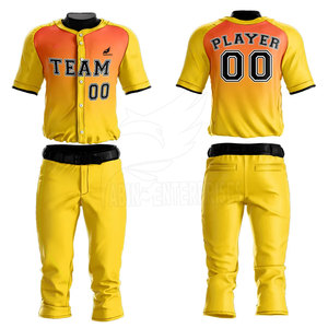 Ensemble d'uniformes de baseball personnalisés pour hommes, jaune orange, logo d'équipe sublimé, vêtements de sport à séchage rapide, toutes saisons, coupe classique - Product Image 5