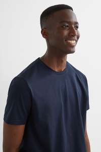 <b>Men's</b> Loose Fit 100% Cotton <b>Stretch</b> Active Casual T-Shirt Crew Neck Short Sleeve with Logo Printed Athletic Wear - Product Image 6