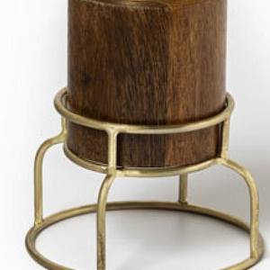 เตาเผาบาคูร์ไม้และโลหะทันสมัย พร้อมฐานโลหะสีทอง ทรงกระบอก ที่ใส่ธูปอูด หรูหรา สไตล์นอร์ดิก สำหรับตกแต่งบ้านและสำนักงาน - Product Image 6