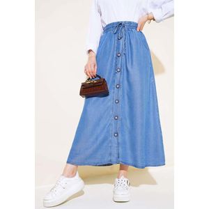 Falda Vaquera Abotonada Azul Oscuro - Product Image 4