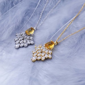 Elegant Charm Necklace with <b>Citrine</b> and Marquise Zircon Stones Handmade Gold Plated 925 Sterling Silver Jewelry - Product Image 2