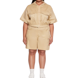 Shorts cargo grande taille, taille haute, utilitaires, athlétiques, pour l'entraînement en salle de sport, avec poches, durables, confortables - Product Image 4