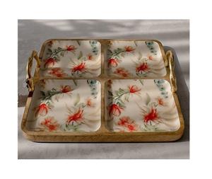 ถาดไม้ใส่ขนมรูปทรงสี่เหลี่ยมพร้อมลายมีนา ขนาดสั่งทำได้ ถาดใส่ช็อกโกแลต ราคาประหยัด - Product Image 1