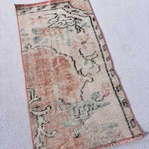 Turkish Rug 1.6x3.2 ft Small Rug <b>Brown</b> Red <b>Wool</b> Eco-Friendly Traditional Patchwork Latex Backed Rug - Product Image 2