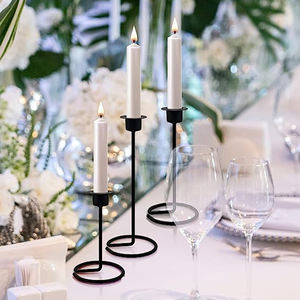 Home Decorative Metal Iron Wire Top Creative Design Modern <b>Black</b> Coated <b>Candle</b> Stick Holder <b>Candle</b> <b>Pillar</b> Stand in 3 Pcs - Product Image 3