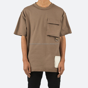 เสื้อยืดผ้าฝ้ายออกแบบได้ตามต้องการสำหรับผู้ชายพร้อมกล่องสี่เหลี่ยมกระเป๋าคาร์โก้แบบถักนิตติ้งสำหรับทำงานและย้อมสีธรรมดาดีไซน์ใหม่ - Product Image 1