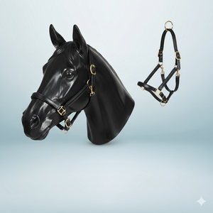 Licou de cheval en cuir de qualité supérieure doux et élégant avec boucles et raccords en laiton - Product Image 3