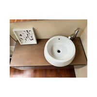 Meuble-lavabo mural moderne de marque italienne, finition marron chocolat mat, avec dessus en porcelaine aspect pierre, tiroir spacieux, prêt à l'emploi avec robinetterie de salle de bain