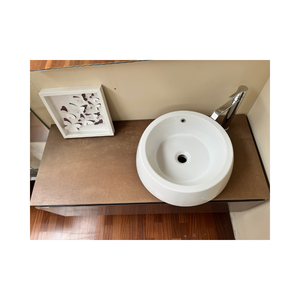 Mueble de Baño Moderno de Pared, Marca Italiana, Color Marrón Chocolate Mate, con Encimera de Porcelana con Aspecto de Piedra, Cajón Espacioso, Lavabo y Grifo Incluidos - Product Image 4