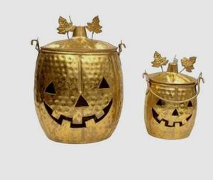 Portavelas Decorativo de Metal con Diseño de Cara de Calabaza de Halloween, Diseño Calado, Adorno para Mesa y Colgante - Product Image 5