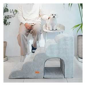 [AllmioPet] Escaleras para Mascotas de 5 Peldaños Estilo Cueva Gris AMP C5 GR 3 en 1 Escalera Segura y Cómoda para Perros, Gatos, Cachorros y Gatitos para Sofá y Cama - Product Image 2