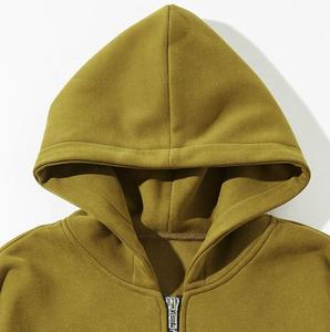 Sudadera con capucha y cremallera Lisa para hombre con bordado personalizado, sudadera con cremallera de mezcla de algodón, sudadera con cremallera gruesa de invierno para hombre - Product Image 3