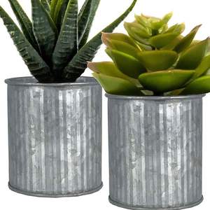 Jarrón de flores galvanizado moderno para decoración de porche de estilo de entrada y centros de flores para eventos familiares al aire libre - Product Image 1