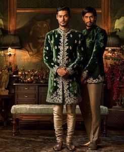 LATEST DESIGN--SHERWANI WITH BEAUTIFUL EMBROIDERY on VELVET FABRIC & ALSO MATCHING SHOE WITH DRESS for PARTY-WEAR/WEDDING @ 2022 - Product Image 1