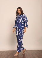 Ensemble de deux pièces imprimé numérique bleu et blanc fait à la main pour usage quotidien produit en vrac personnalisé pur coton
