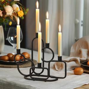 Black Metal Handmade <b>Taper</b> <b>Candle</b> Holder Modern Geometric Design Centerpiece Tabletop Sculpture Home Decoration <b>Candle</b> Stand - Product Image 2