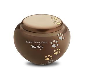 Grey Pet Memorial Urn for Ashes Metal Cremation Urn with Paw Print Design and Silver Base <b>Keepsake</b> Urn - Product Image 4