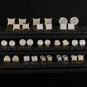 Pendientes de tuerca para hombre Cities Jewelry Wholesale, chapados en oro de 18k, plata de ley 925 con circonita cúbica, para hombre - Product Image 1