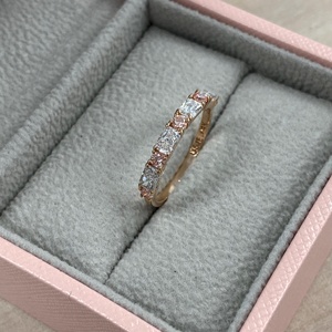 แหวนเพชรสีชมพู1กะรัตสลับรอบและสดใสสำหรับงานแต่งงานแหวนครบรอบแต่งงานแหวนเรียงซ้อน14K ของขวัญโรสโกลด์ - Product Image 2