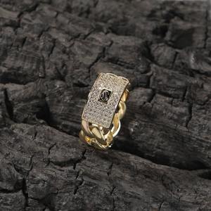 Usine En Gros Véritable Diamant Naturel Chaîne Cubaine Anneau Personnalisé Hip Hop Or Plissé Mignon et Dernière Bague de Designer - Product Image 4