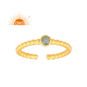 Diseño hecho a mano de plata esterlina Aqua Calcedonia piedra preciosa anillo apilable joyería para mujer regalo para ella - Product Image 1