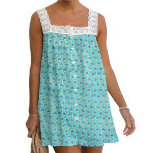 Robe Kurti en coton imprimé pour femmes, tenue d'été, robe sans manches, tunique, haut en dentelle, robe indienne faite à la main, haut en dentelle imprimé pour fille - Product Image 1