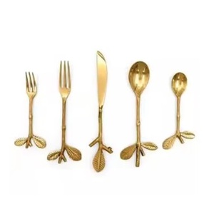 Ensemble de couverts royaux en or Super couverts avec un design moderne, vaisselle durable en acier inoxydable poli miroir - Product Image 3