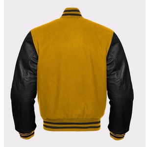 Veste Letterman Varsity en laine pour hommes de haute qualité personnalisée noire avec logos brodés en cuir véritable pour l'hiver - Product Image 6