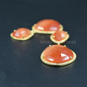 Forma de fantasía Monalisa naranja natural con gota de piedras preciosas CZ y pendientes colgantes Pendientes de circón de Plata de Ley 925 Joyería para Wome - Product Image 2