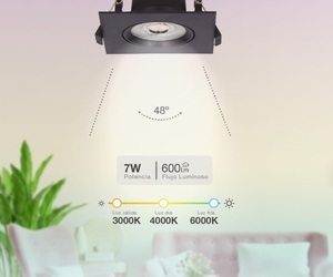Anello LED da incasso, quadrato, nero, a temperatura regolabile, 7W, 85x85mm (GSC 200400021) - Product Image 3