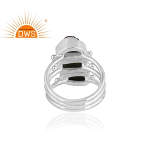 Latest Trending 925 Fine Sterling Silver Natural Rough Moldavite Gemstone <b>Statement</b> <b>Ring</b> Custom Jewelry Manufacturer - Product Image 4
