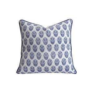 Newest Trending Easter Pillow <b>Covers</b> 100% Cotton Fabric Hand Block Printing Piping <b>Cushion</b> <b>Cover</b> Hand Printed Pillow Case - Product Image 3