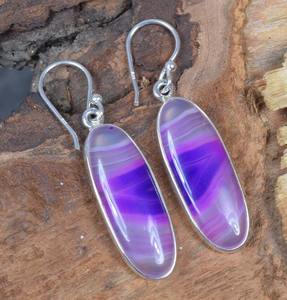 Pendientes colgantes de plata para mujer y niña, pendientes de plata de ley sólida 925, joyería de moda para mujer, pendientes de piedras preciosas de ágata Botswana - Product Image 3