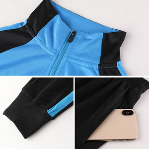 <b>Boys</b> Blue <b>Black</b> Custom <b>Tracksuit</b> Full Sleeve Half-Zip Sporty Jogger Set Quick Dry Trackstar OEM Private Label - Product Image 4