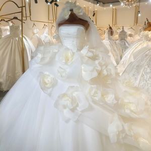 Jancer Ml031 फूलों की पोशाक 3 डी गुलाब दुल्हन गाउन प्यूफी बॉल गाउन वेस्टिडो डे नोविया शादी गार्डन समारोह पार्टी - Product Image 5