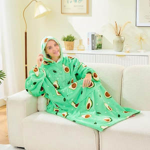 Couverture à capuche confortable et portable en polyester / polaire, tissu doux surdimensionné, couverture à capuche chaude pour adultes - Product Image 4