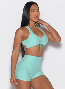 Soutien-gorge de sport le plus vendu, extensible dans 4 directions, bretelles fines, respirant, séchage rapide, haut de gamme pour la salle de sport et le fitness féminin, logo frontal, écologique - Product Image 4