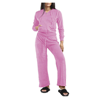 Ensemble de survêtement décontracté pour femme en velours tendance, respirant, à capuche, 2 pièces, couleur personnalisable : rouge, bleu royal, vert, noir