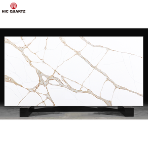 Losas de piedra de cuarzo Calacatta blanco Artificial de alta calidad personalizadas de fábrica para encimera de cocina encimera de tocador - Product Image 1