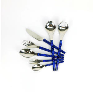 Juego de cubiertos con mango de resina azul fabricado en la India, último diseño, cubiertos de Metal, cuchara, tenedor, cuchillo, acabado plateado para uso en restaurante - Product Image 4