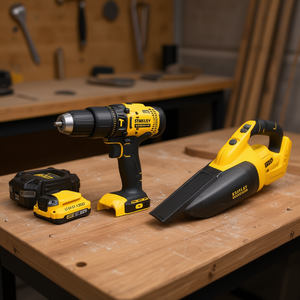 ชุดเครื่องมือไฟฟ้า Stanley 18V V20 พร้อมสว่านไขควง เครื่องดูดฝุ่น แบตเตอรี่ 1 ก้อน และแท่นชาร์จ - Product Image 3