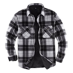 Custom Logo Unisex <b>Sherpa</b> Fleece <b>Lined</b> Formal Winter <b>Shirt</b> Jacket Windproof High Quality - Product Image 1