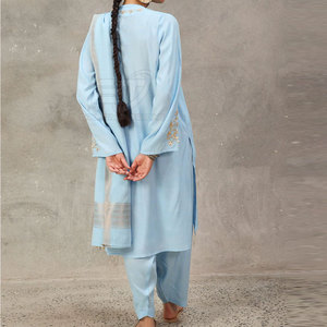 Conjunto de Ropa de Invierno de Algodón/Poliéster para Mujer, Conjunto de 3 Piezas de Diseño Pakistaní, Shalwar Kameez con Dupatta - Product Image 6