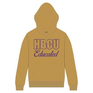 Old Gold Men HBCU Educated Pullover Hoodie Purple Chenille y diseño bordado Greek Life Apparel Custom College Clothing - Product Image 2