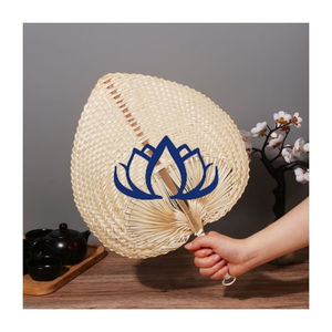 Blue Lotus Vietnam Palm Fans Arte popular rústico para regalo de boda - Product Image 1